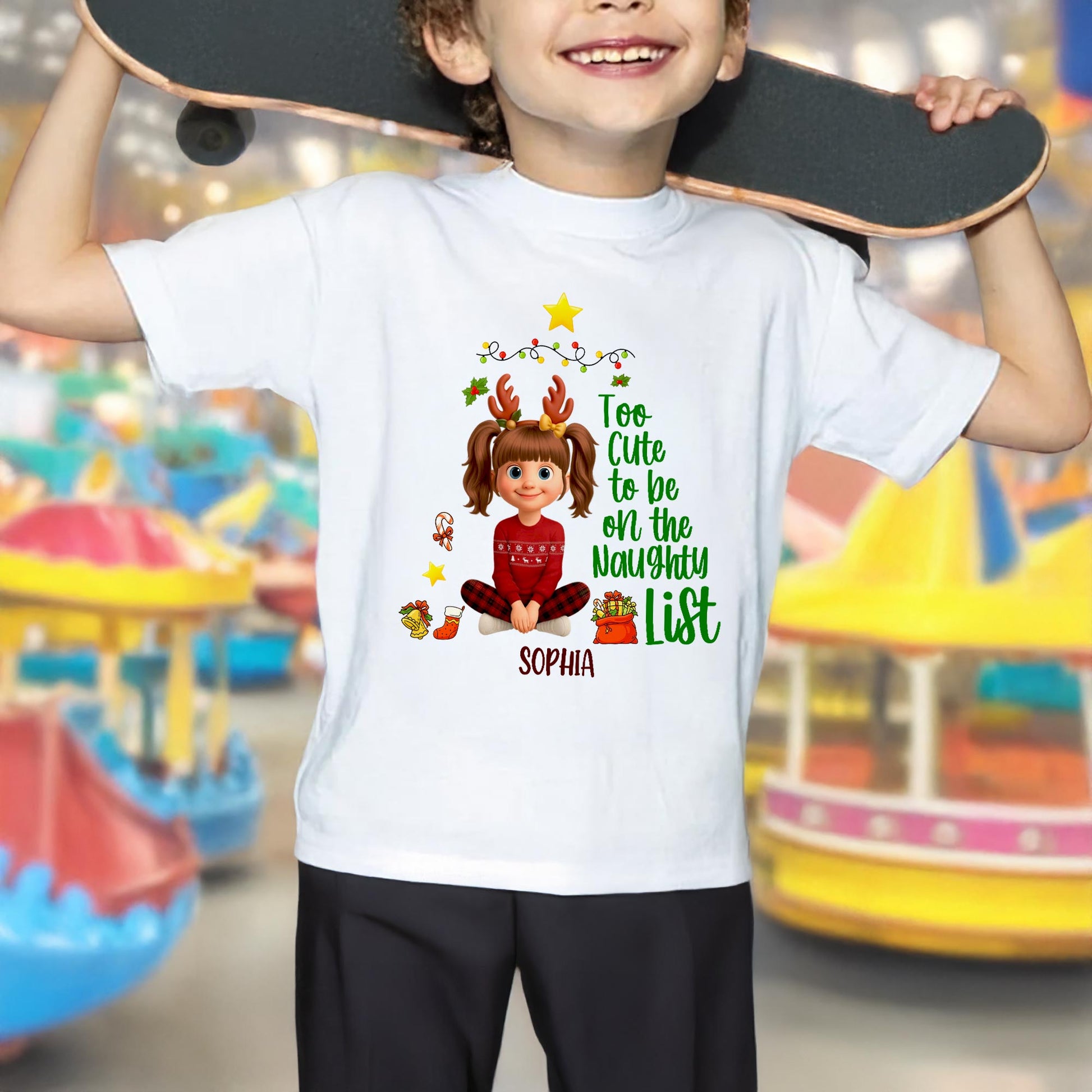 Too Cute To Be On The Naughty List Christmas Youth Tee