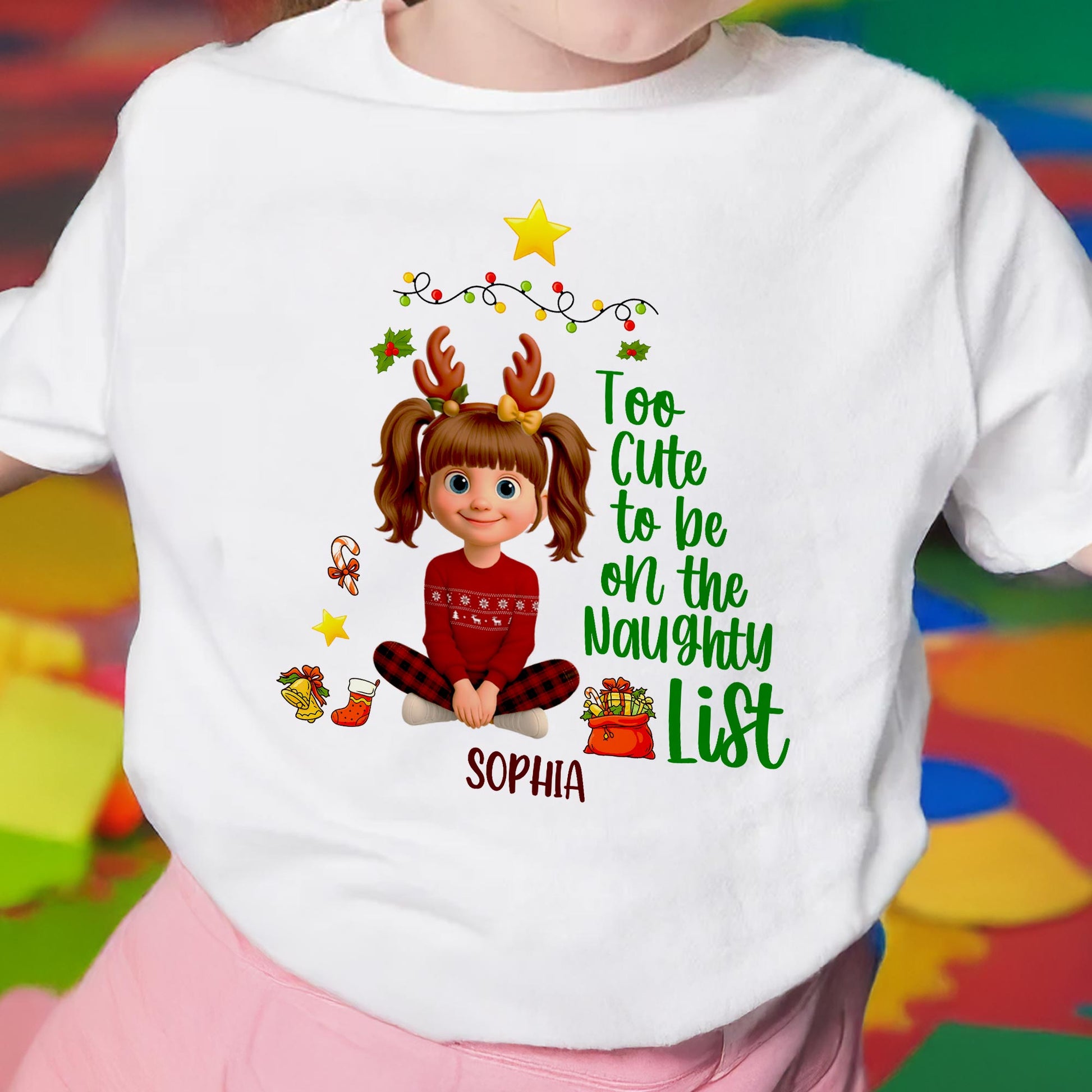 Too Cute To Be On The Naughty List Christmas Youth Tee