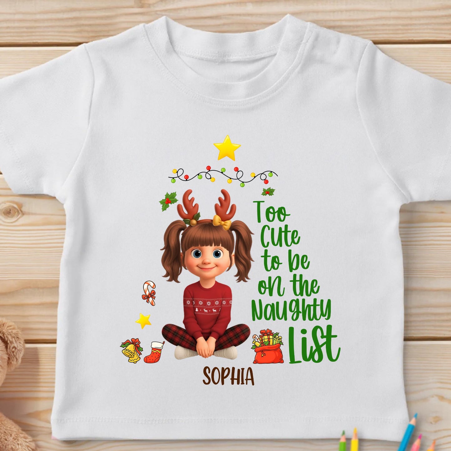 Too Cute To Be On The Naughty List Christmas Youth Tee