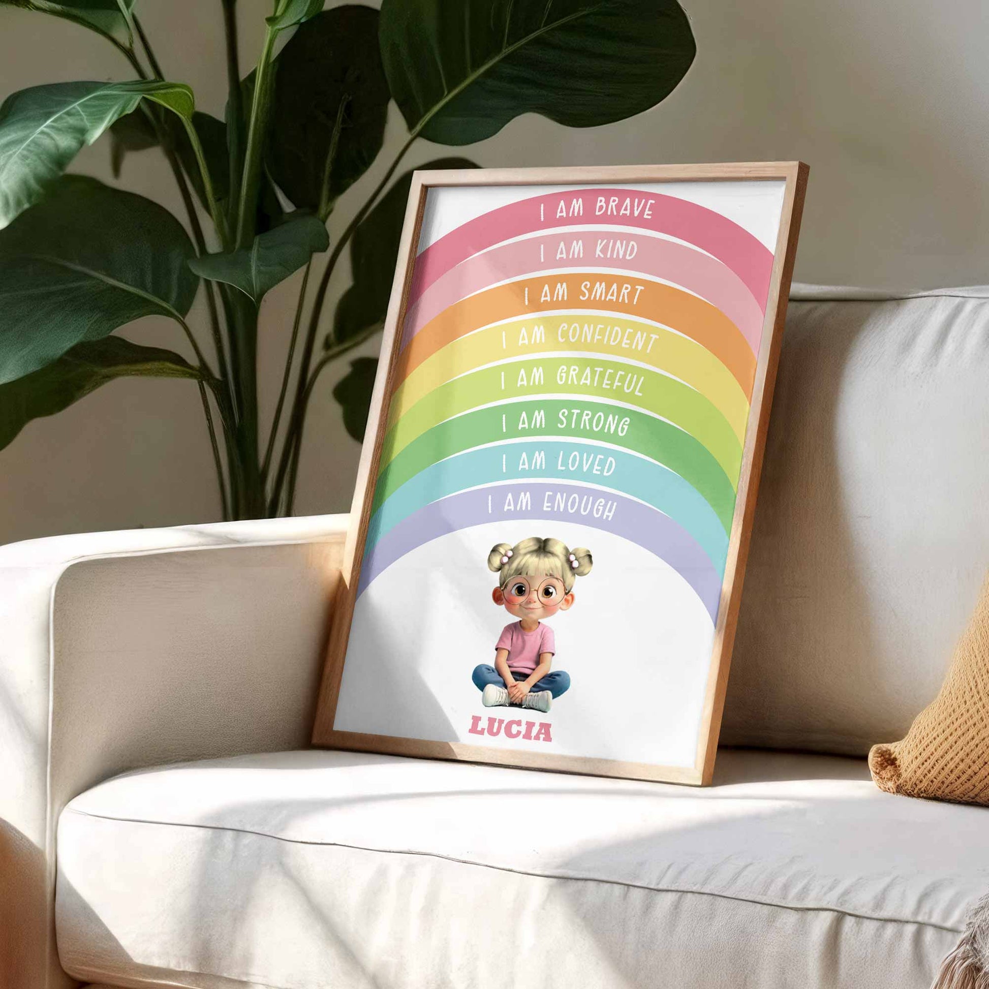 I Am Brave, I Am Kind, Inspirational Rainbow Poster