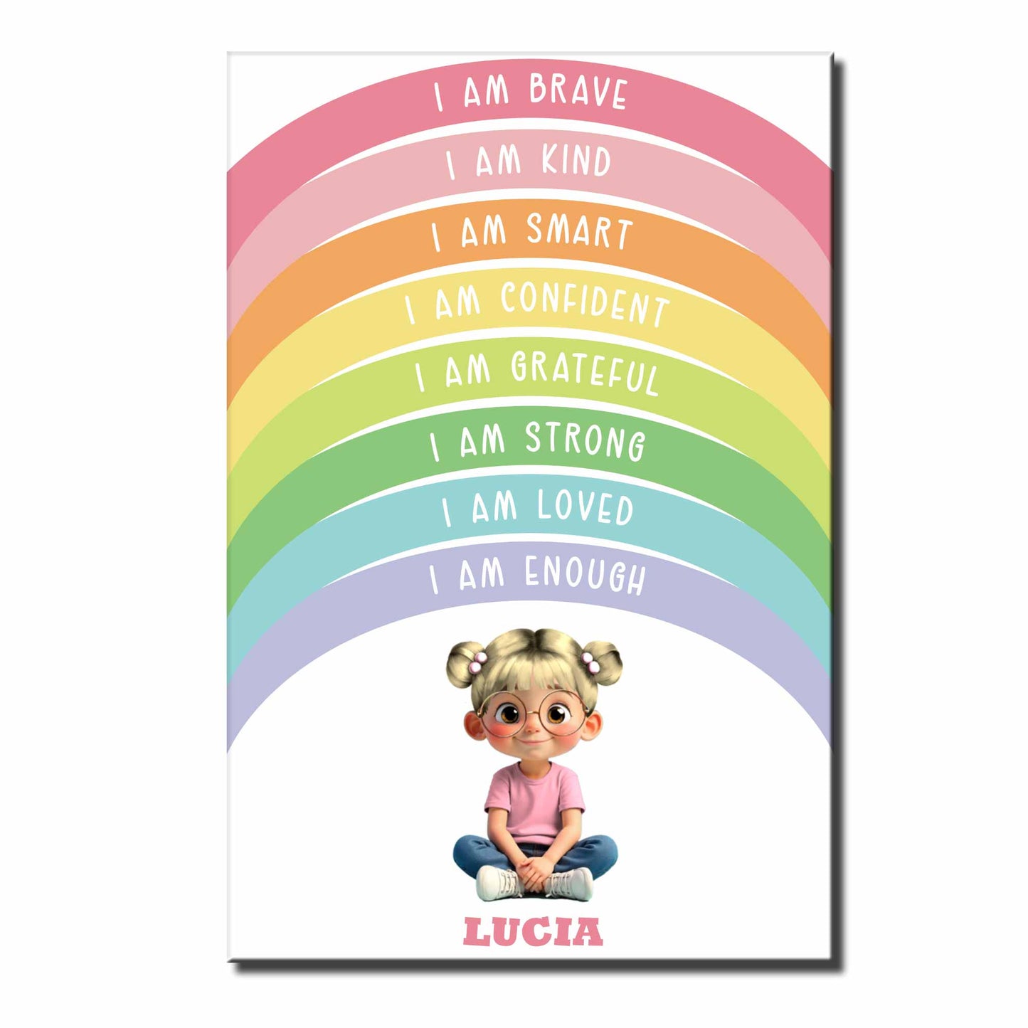 I Am Brave, I Am Kind, Inspirational Rainbow Poster
