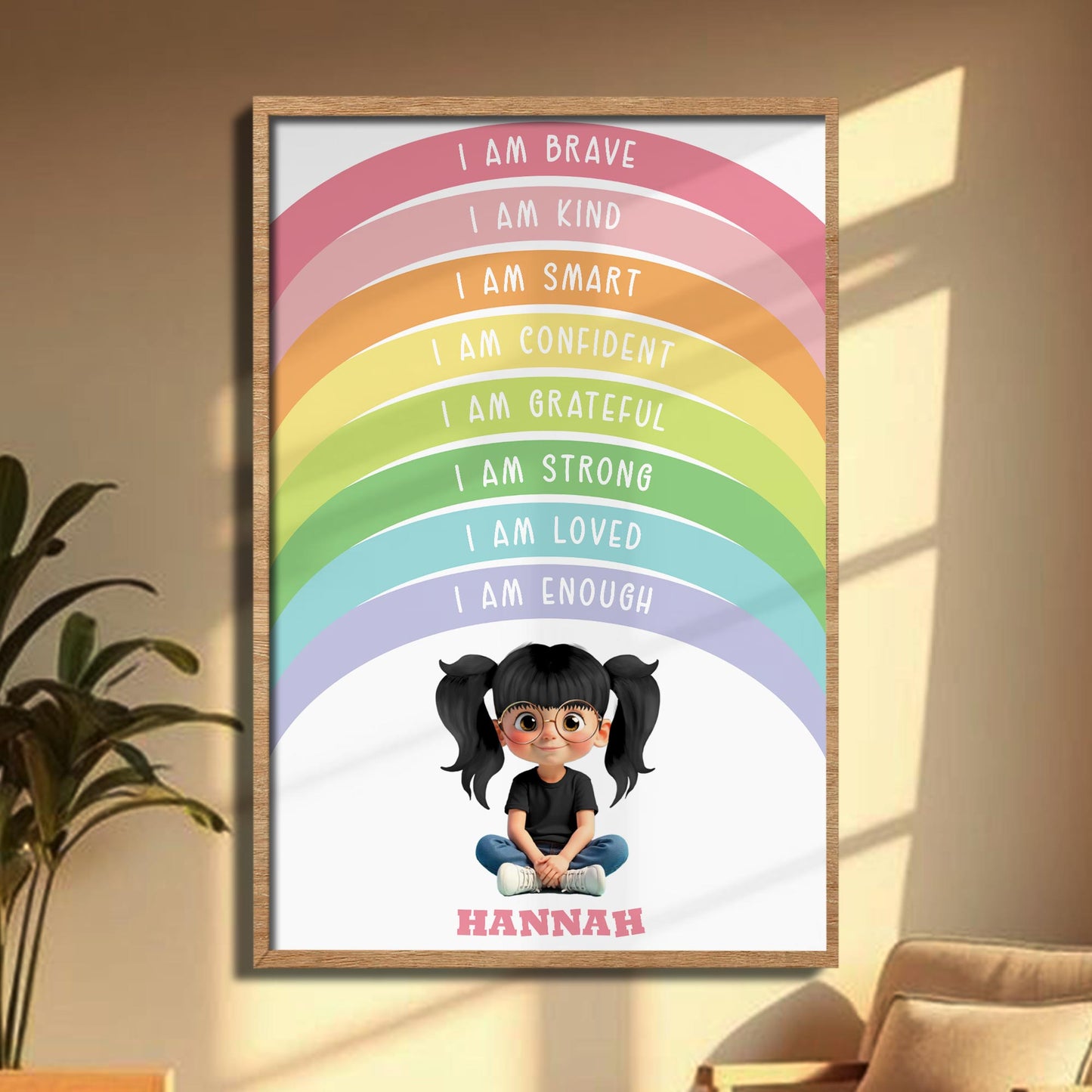 I Am Brave, I Am Kind, Inspirational Rainbow Poster