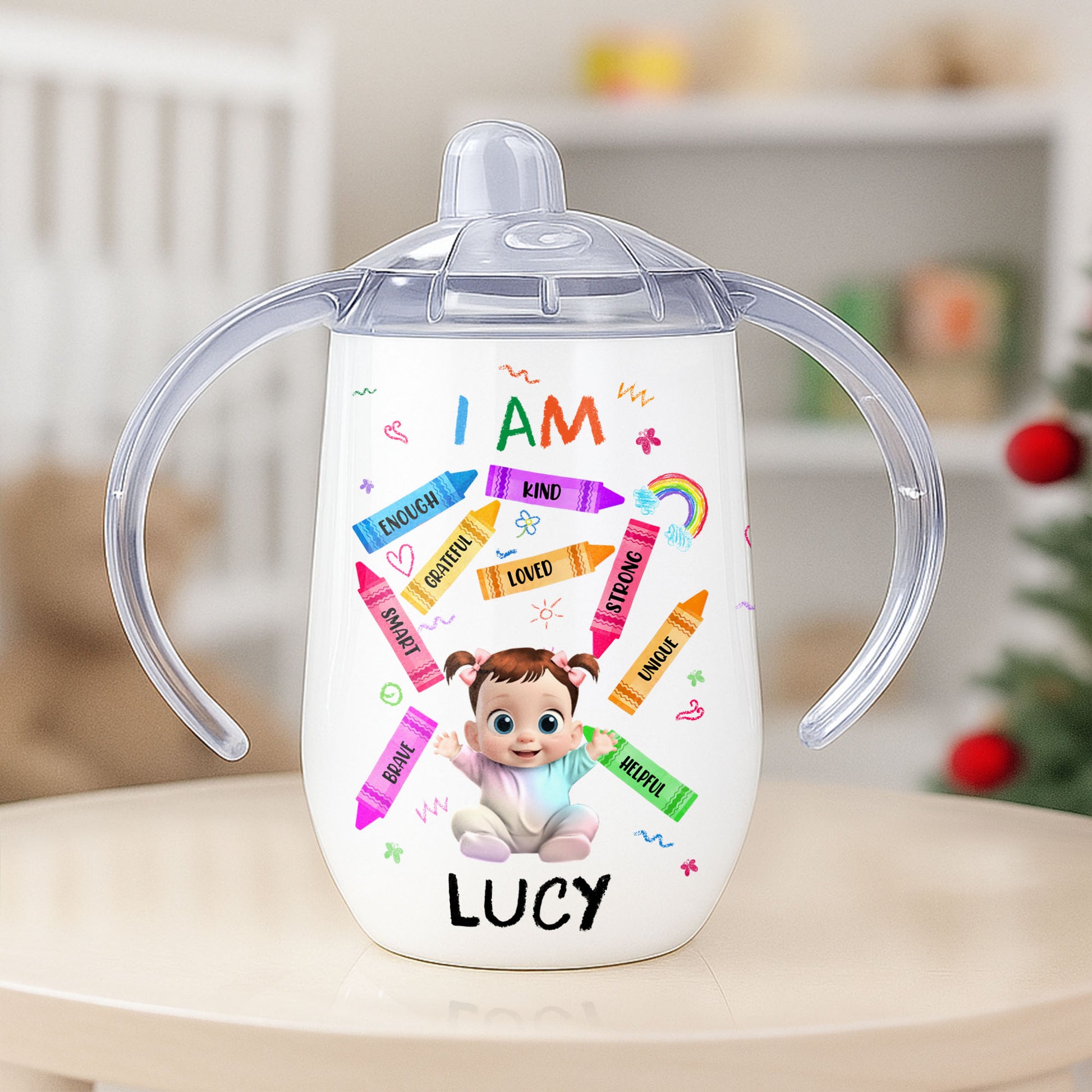 I Am Kind, Loved, Strong, Beautiful Rainbow And Hearts Design