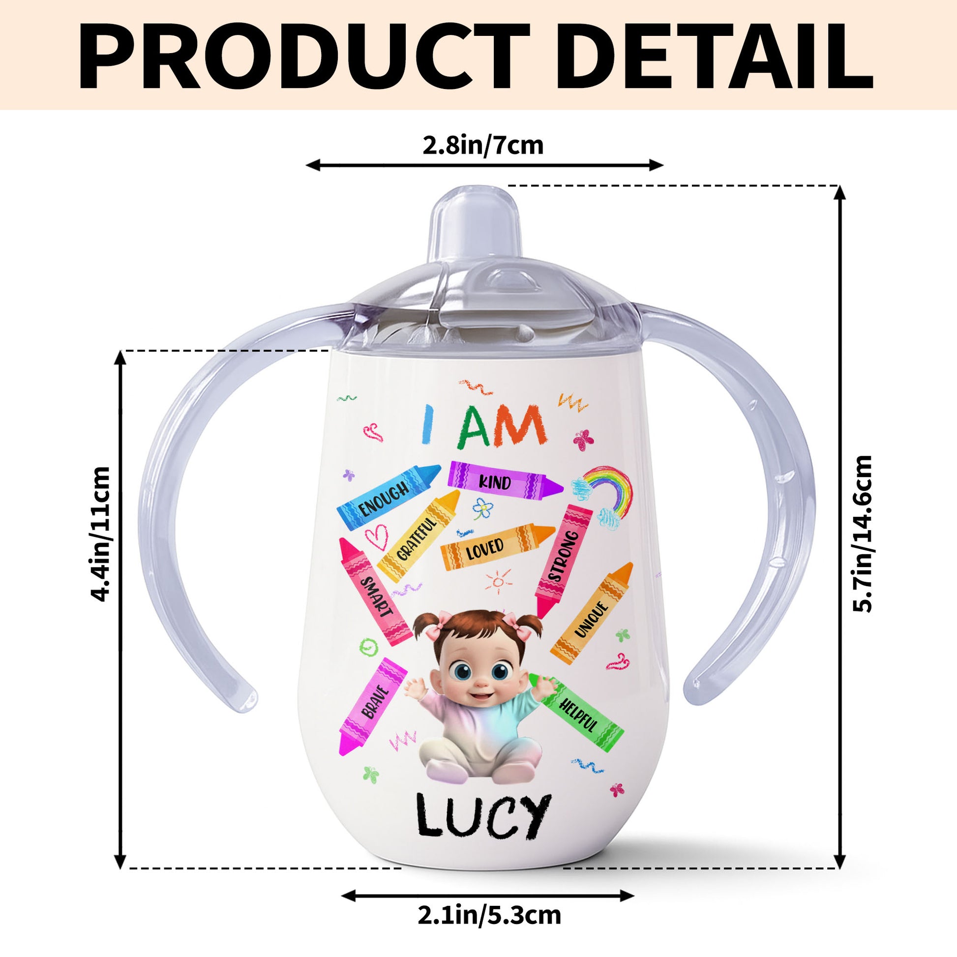 I Am Kind, Loved, Strong, Beautiful Rainbow And Hearts Design