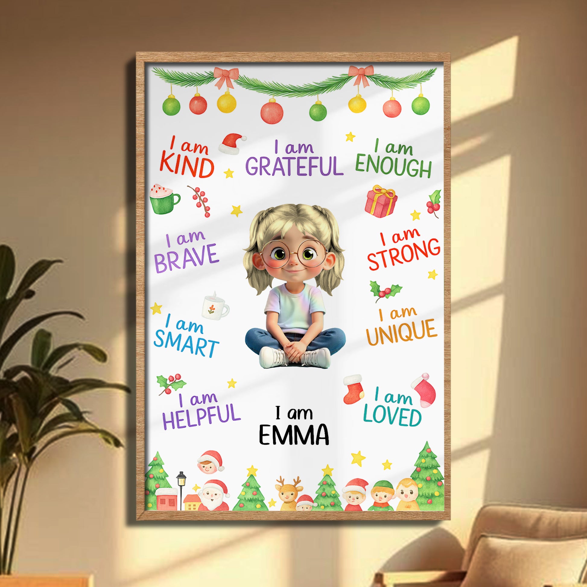 I Am Kind, Grateful, Enough, Brave, Inspirational Poster