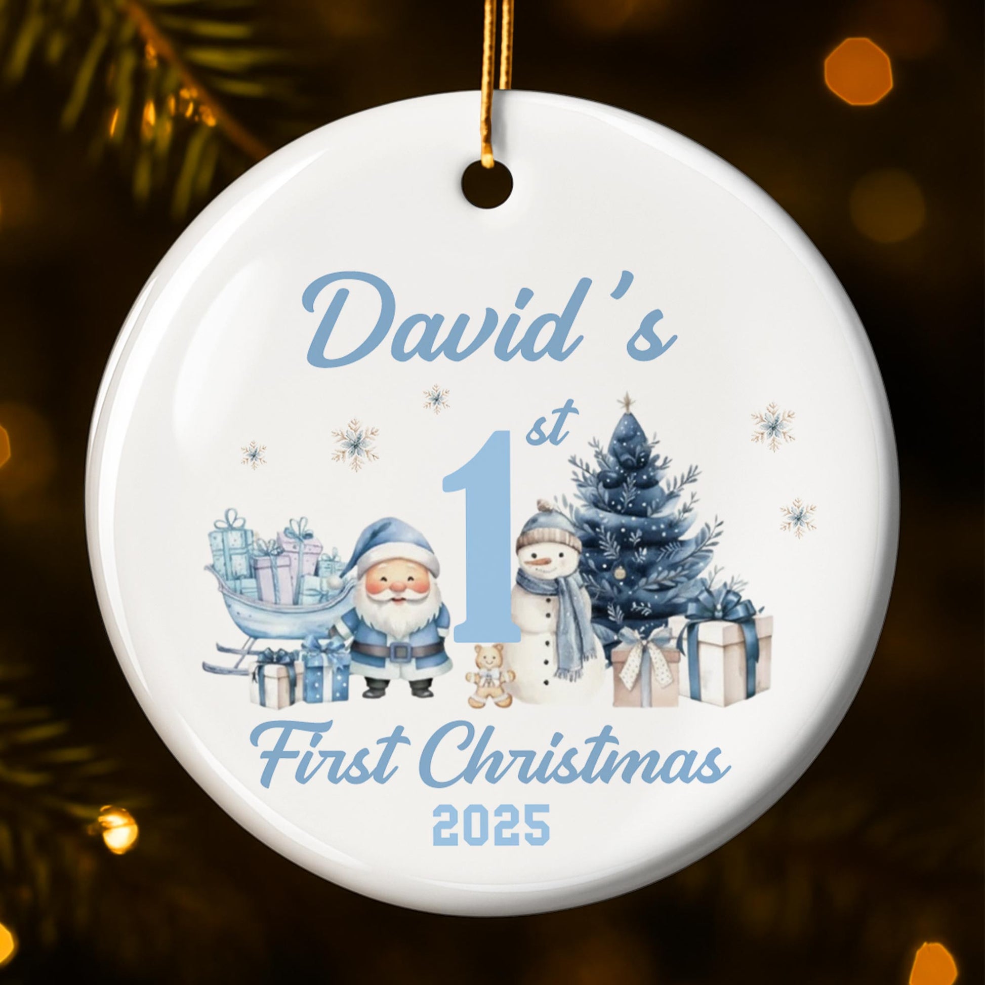 My First Christmas With Snowman And Christmas Tree