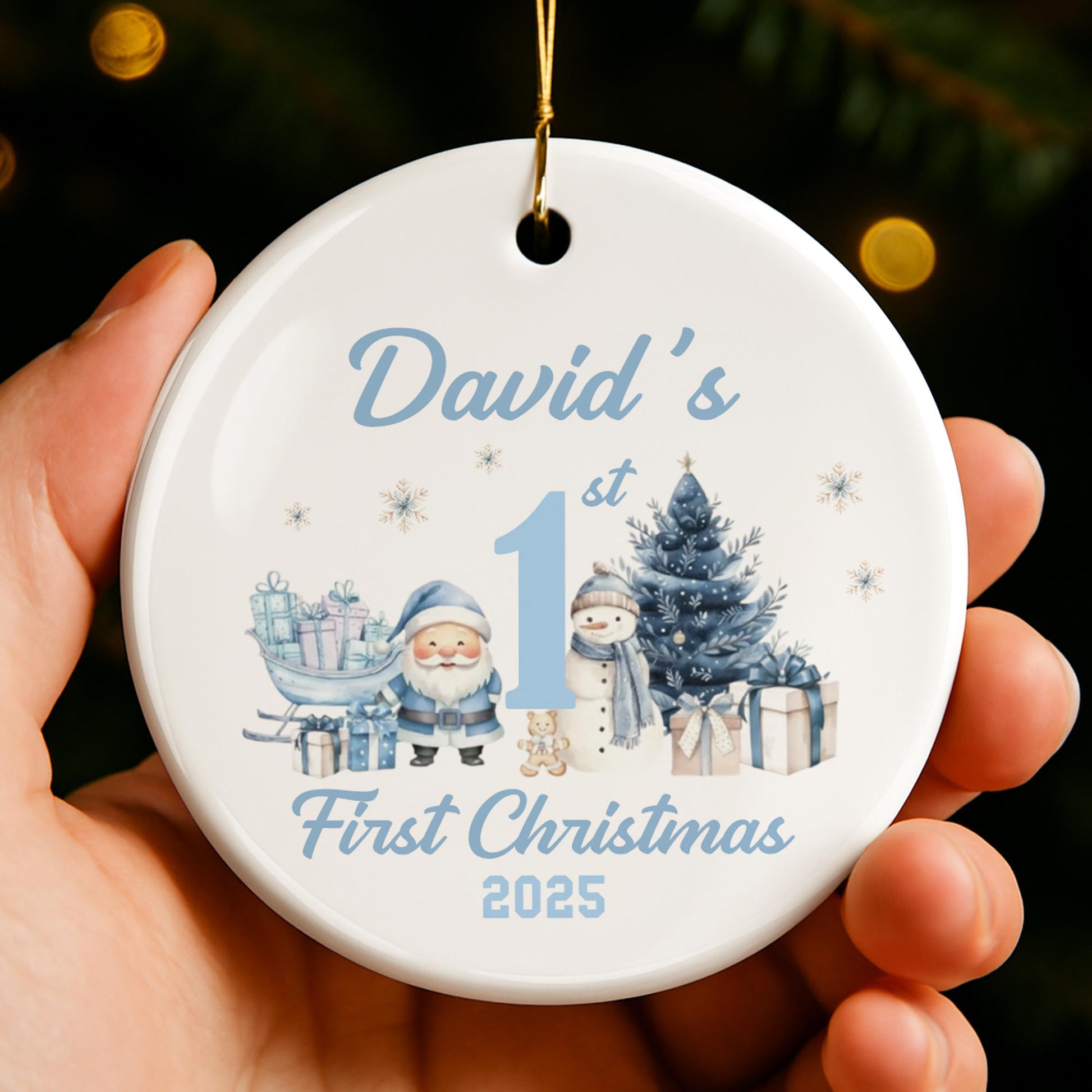 My First Christmas With Snowman And Christmas Tree