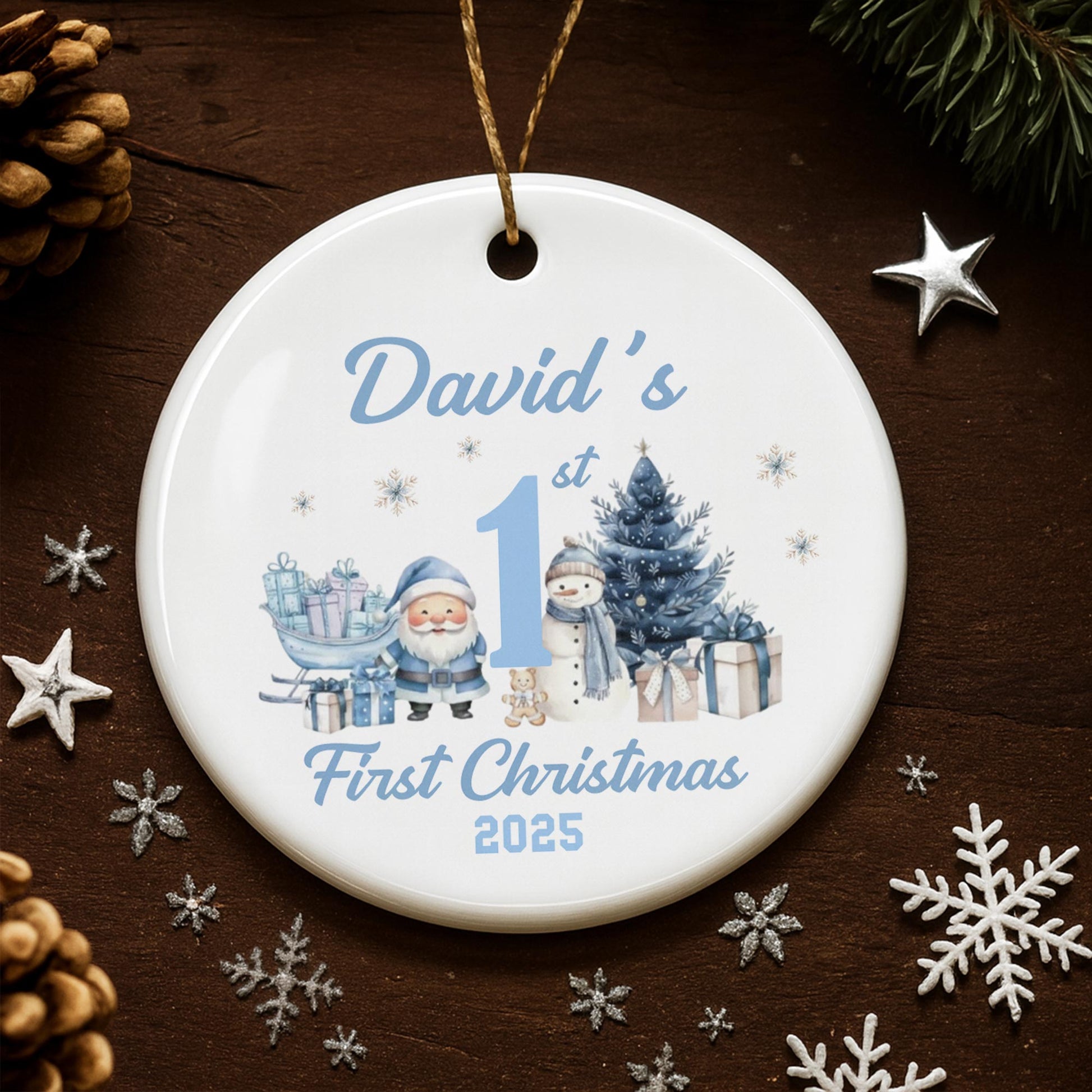 My First Christmas With Snowman And Christmas Tree