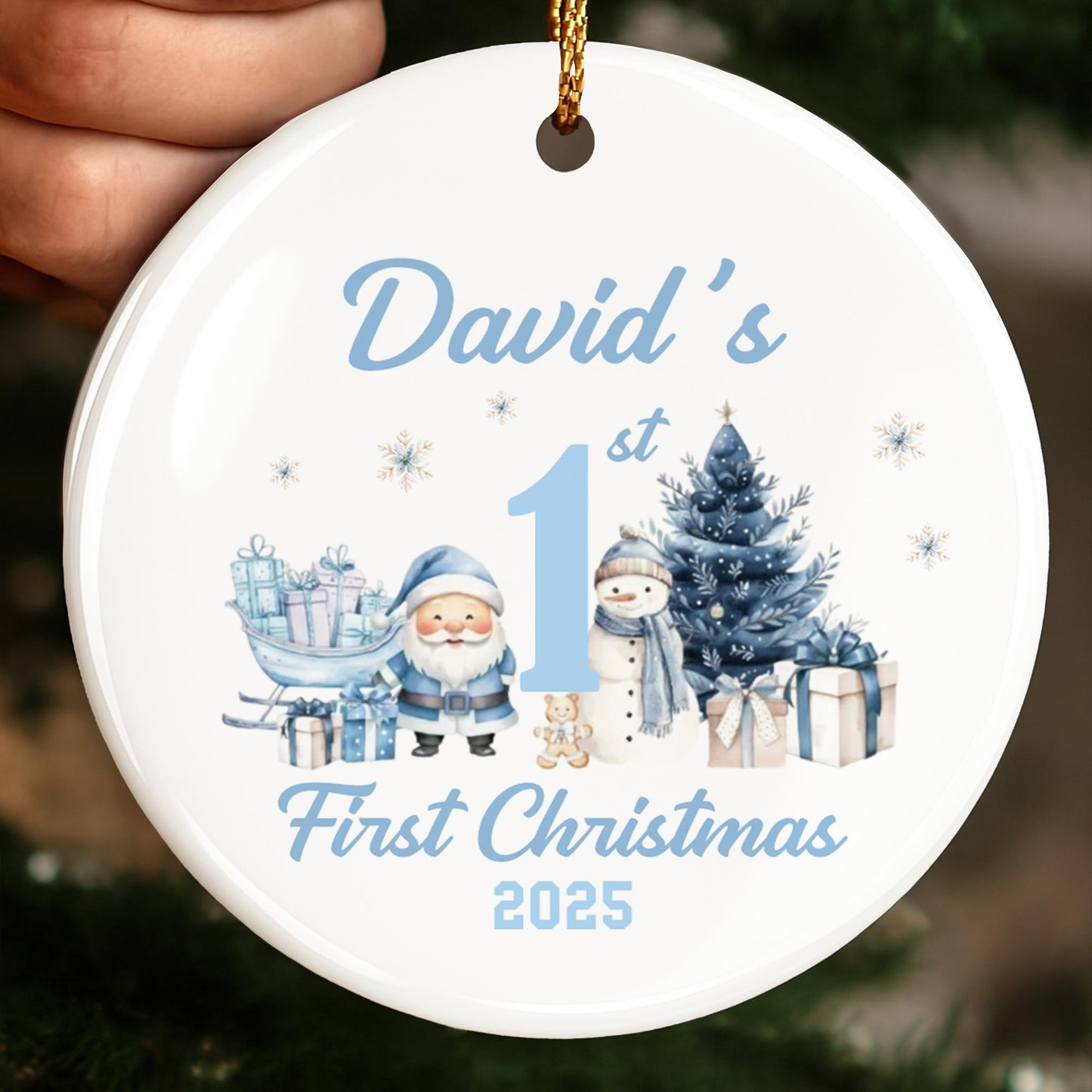 My First Christmas With Snowman And Christmas Tree