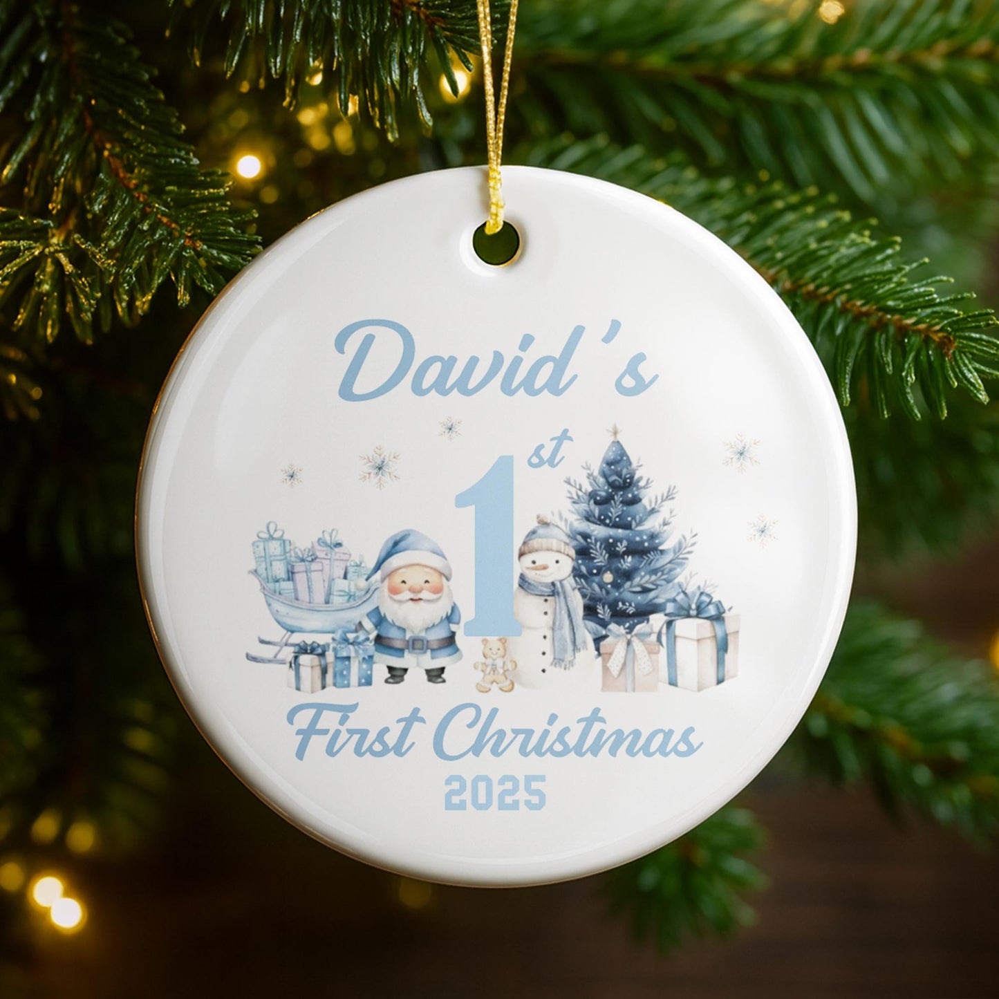 My First Christmas With Snowman And Christmas Tree