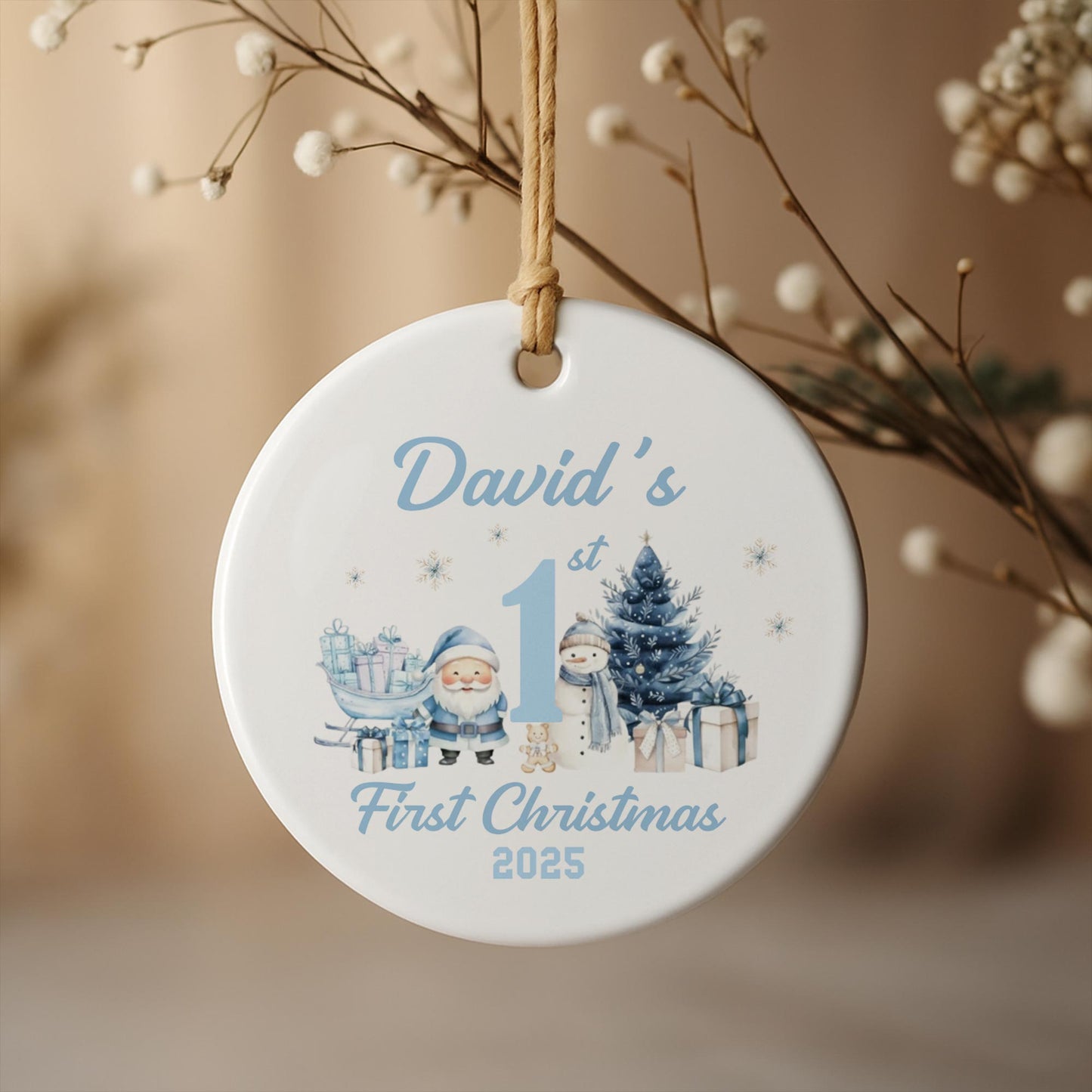 My First Christmas With Snowman And Christmas Tree