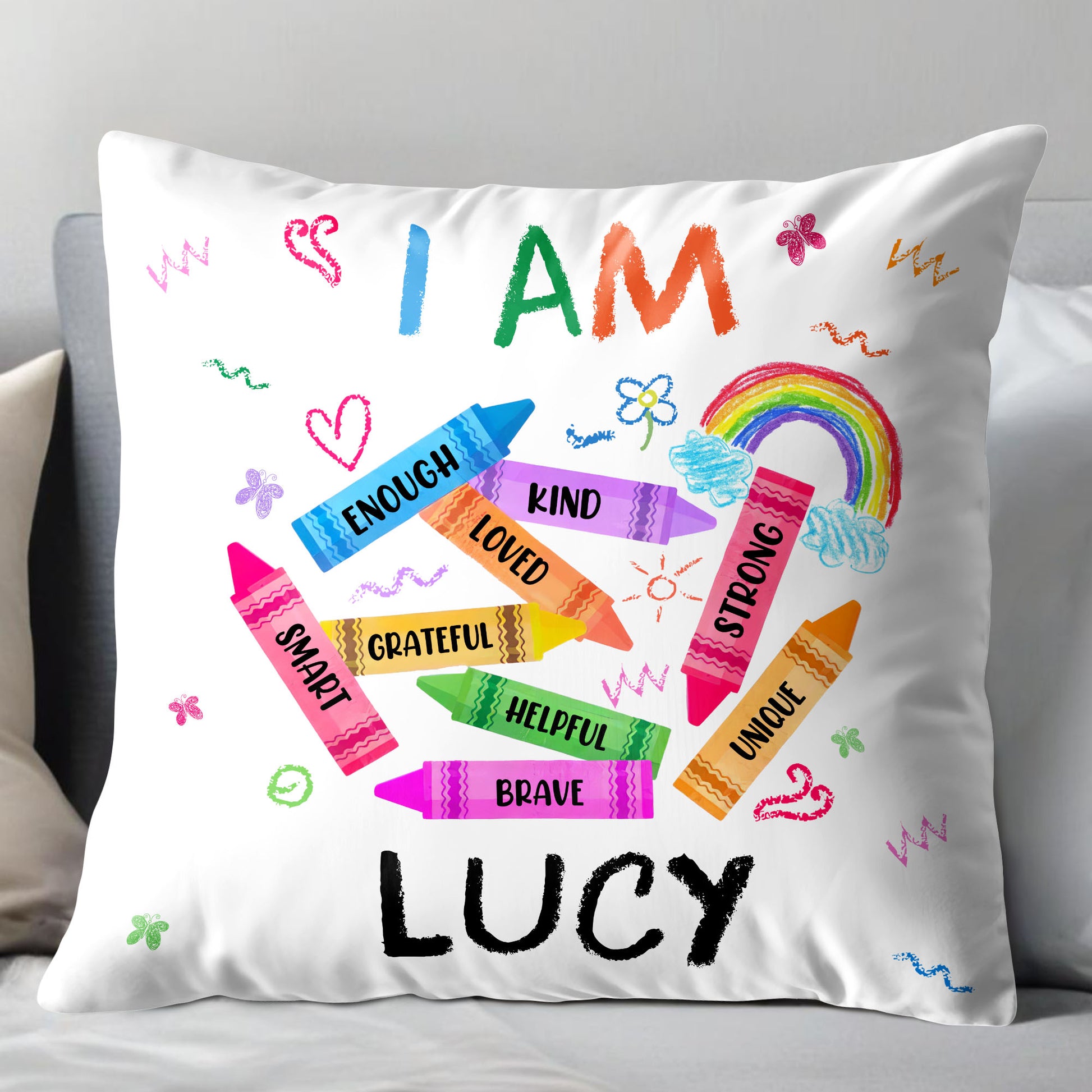 I Am Enough, Kind, Loved, Empowering Custom Pillow