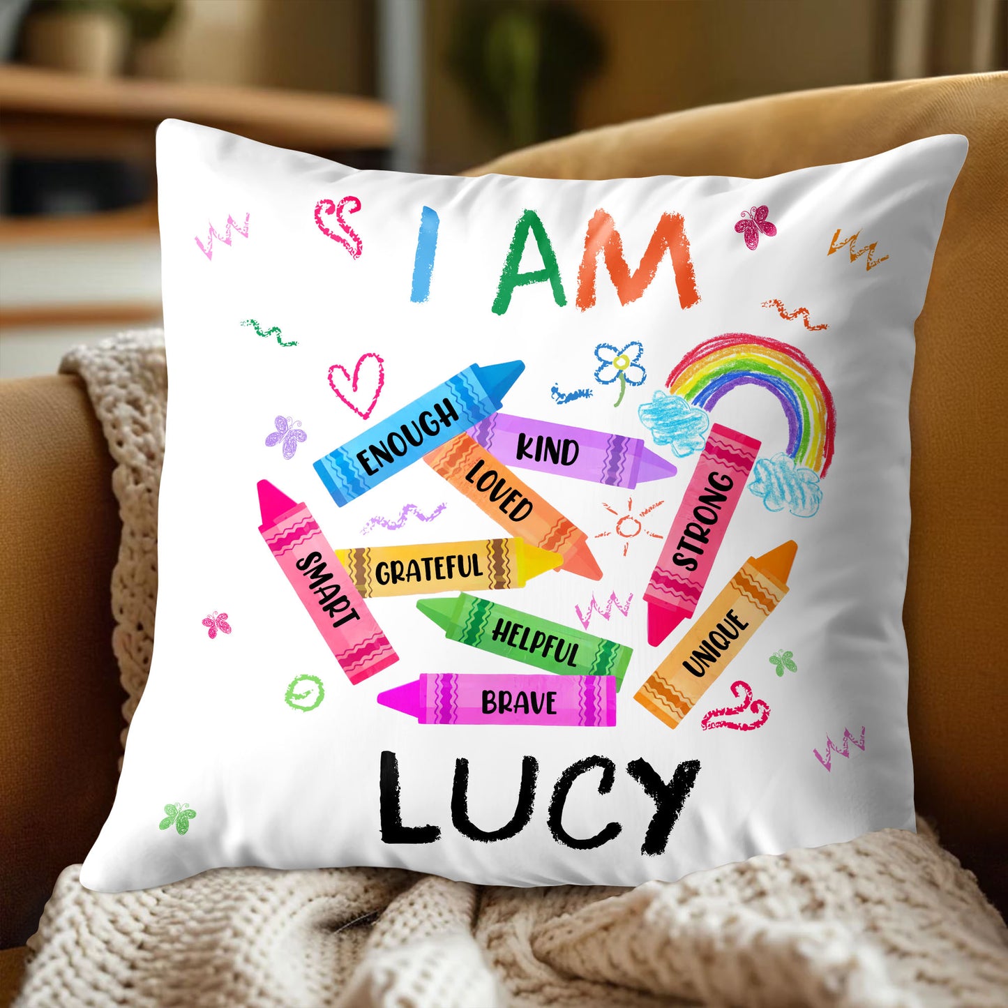 I Am Enough, Kind, Loved, Empowering Custom Pillow