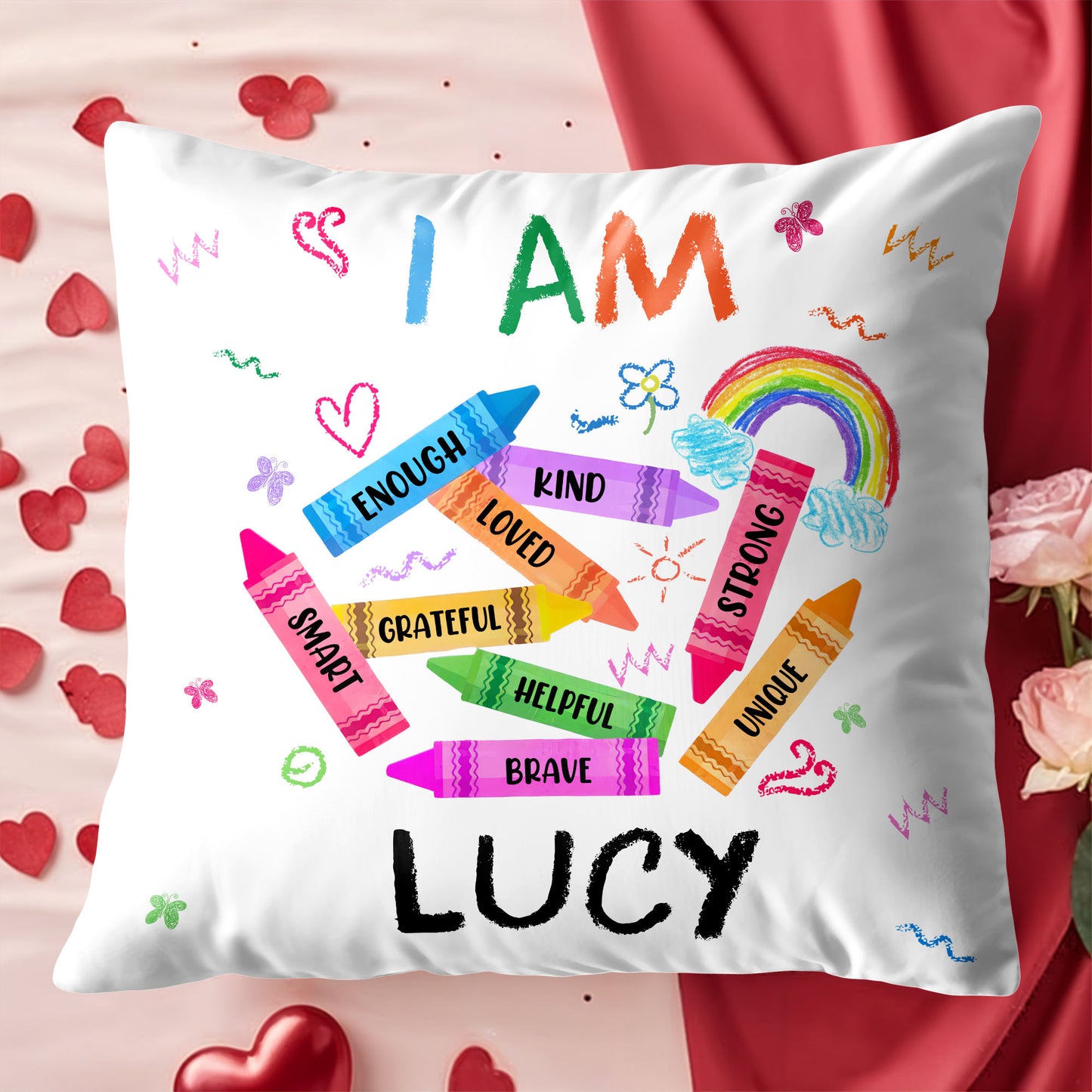 I Am Enough, Kind, Loved, Empowering Custom Pillow