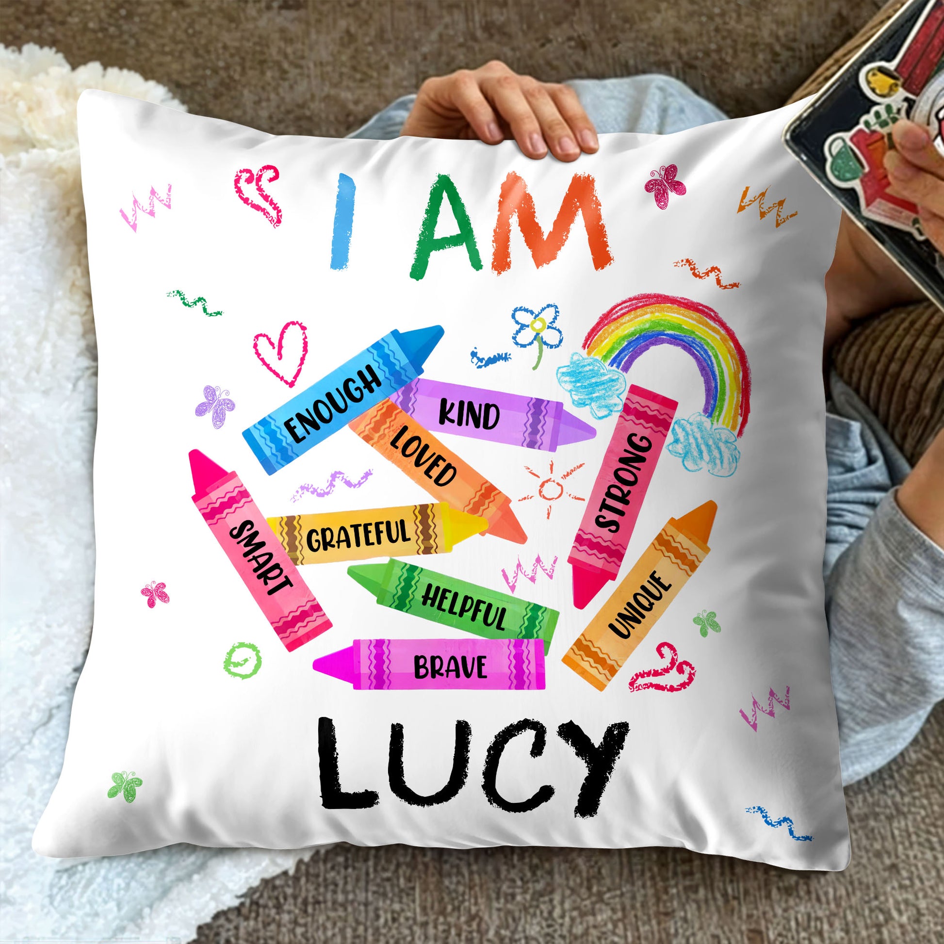 I Am Enough, Kind, Loved, Empowering Custom Pillow