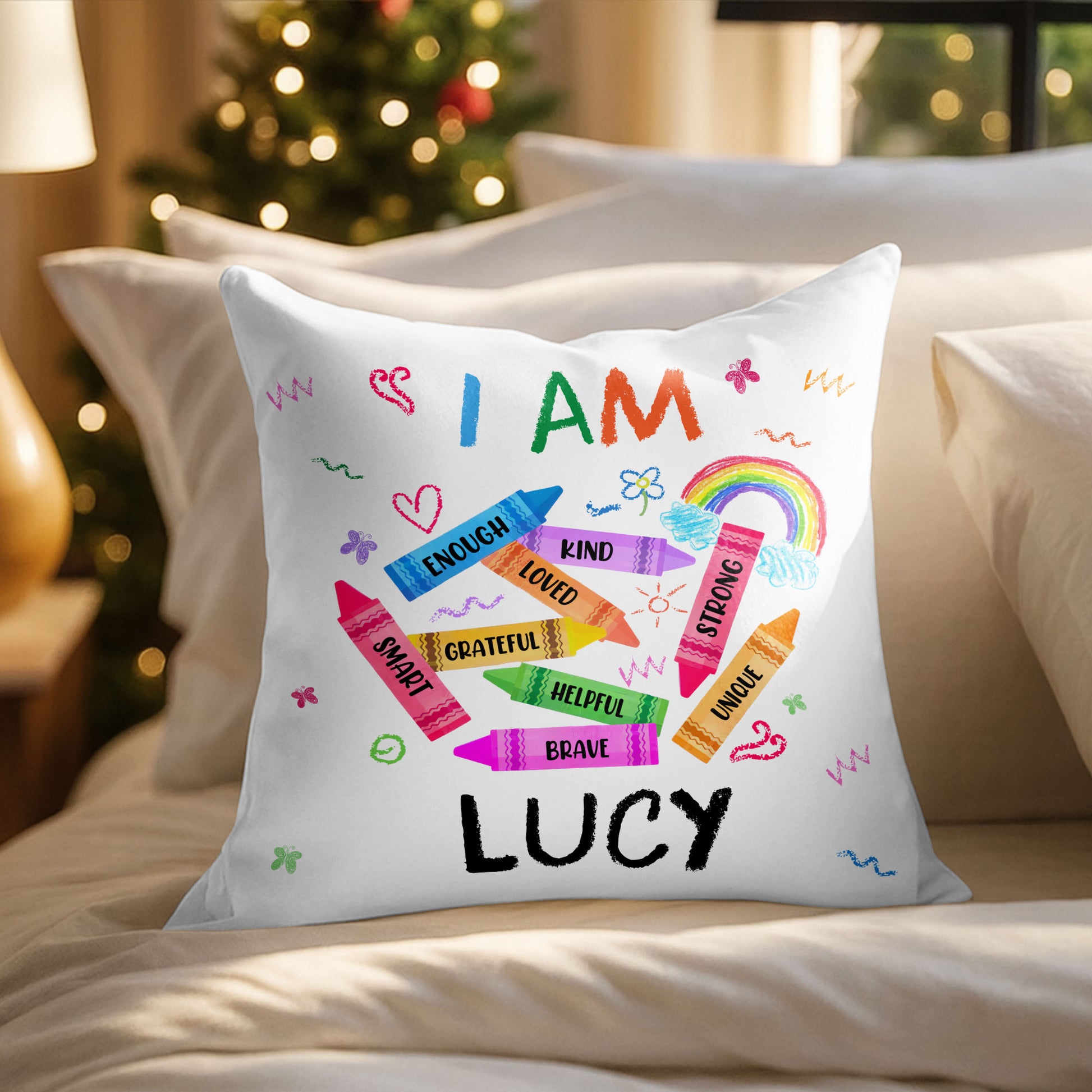 I Am Enough, Kind, Loved, Empowering Custom Pillow
