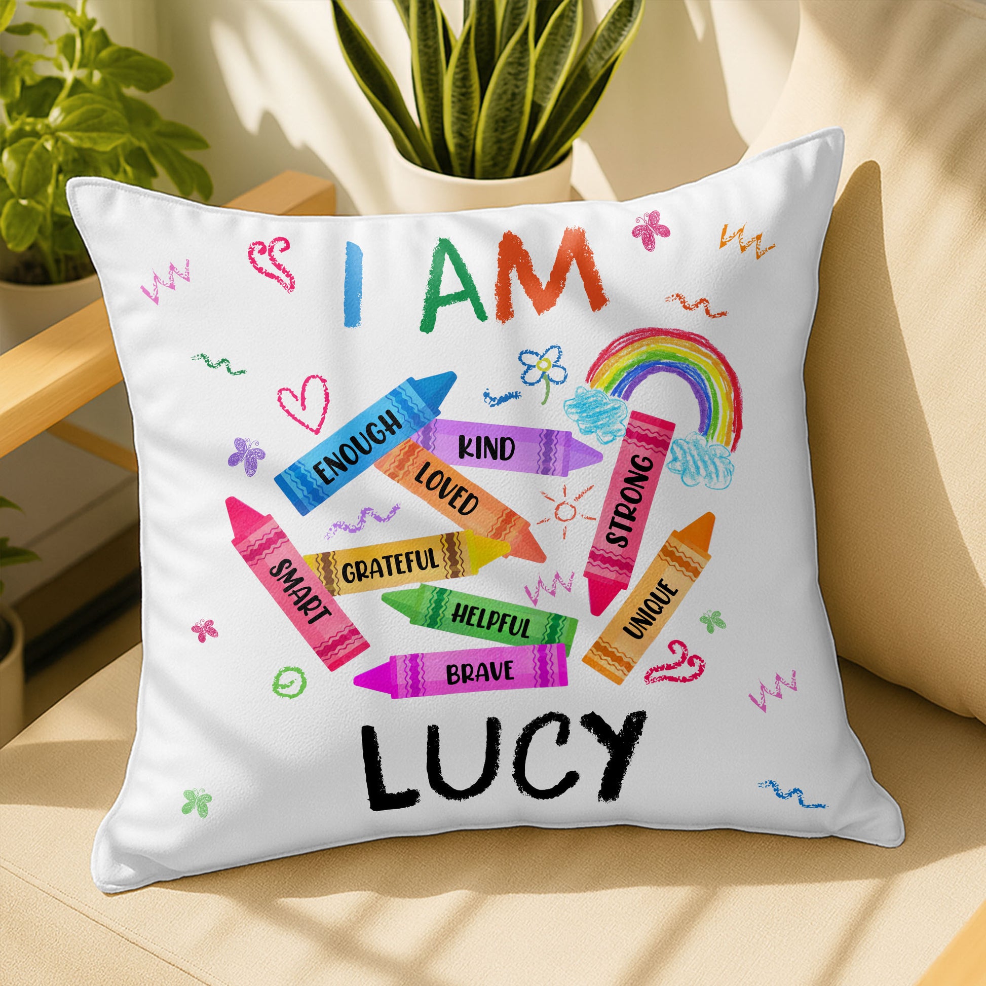 I Am Enough, Kind, Loved, Empowering Custom Pillow