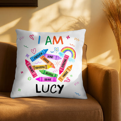 I Am Enough, Kind, Loved, Empowering Custom Pillow