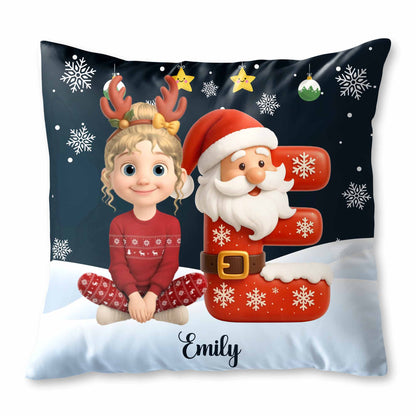 Festive Santa And Reindeer Themed Custom Pillow