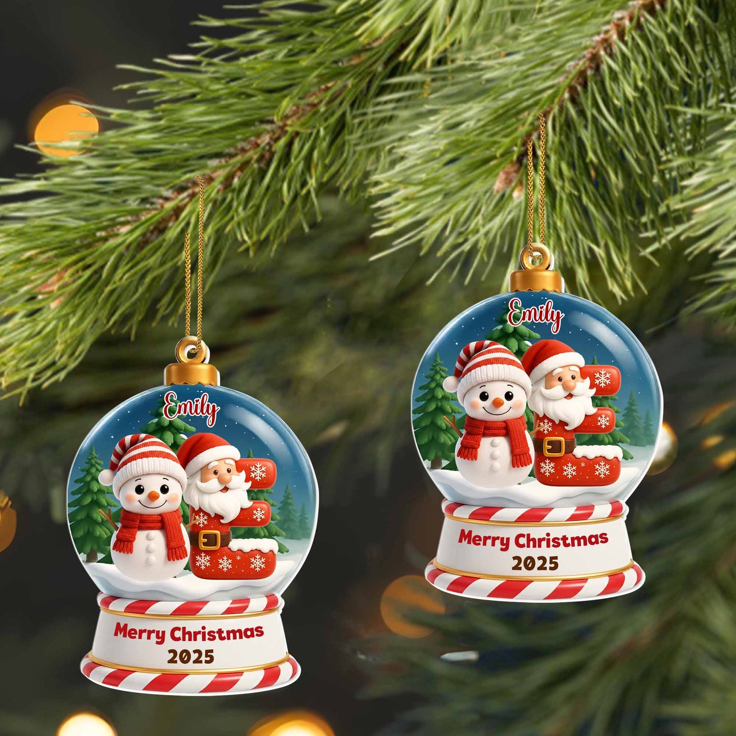 Merry Christmas Santa Claus and Snowman Design