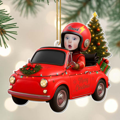 Merry Christmas, Vintage Car With Christmas Tree And Gifts