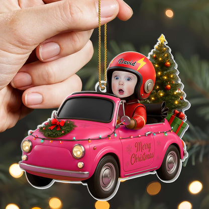 Merry Christmas, Vintage Car With Christmas Tree And Gifts