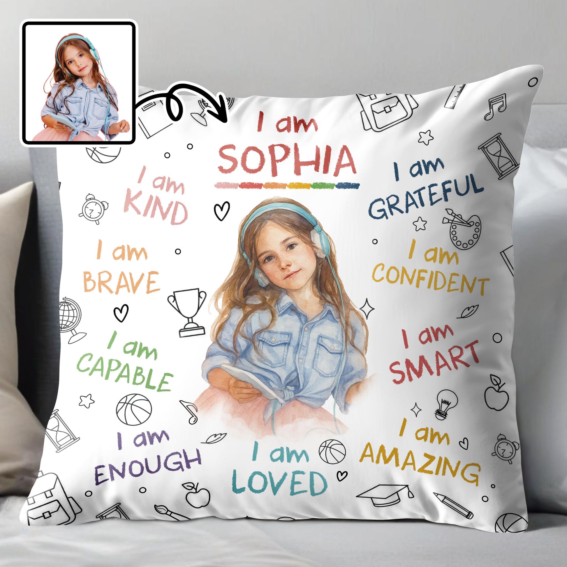 I Am Kind, Brave, Capable, Enough, Loved, Amazing Pillow