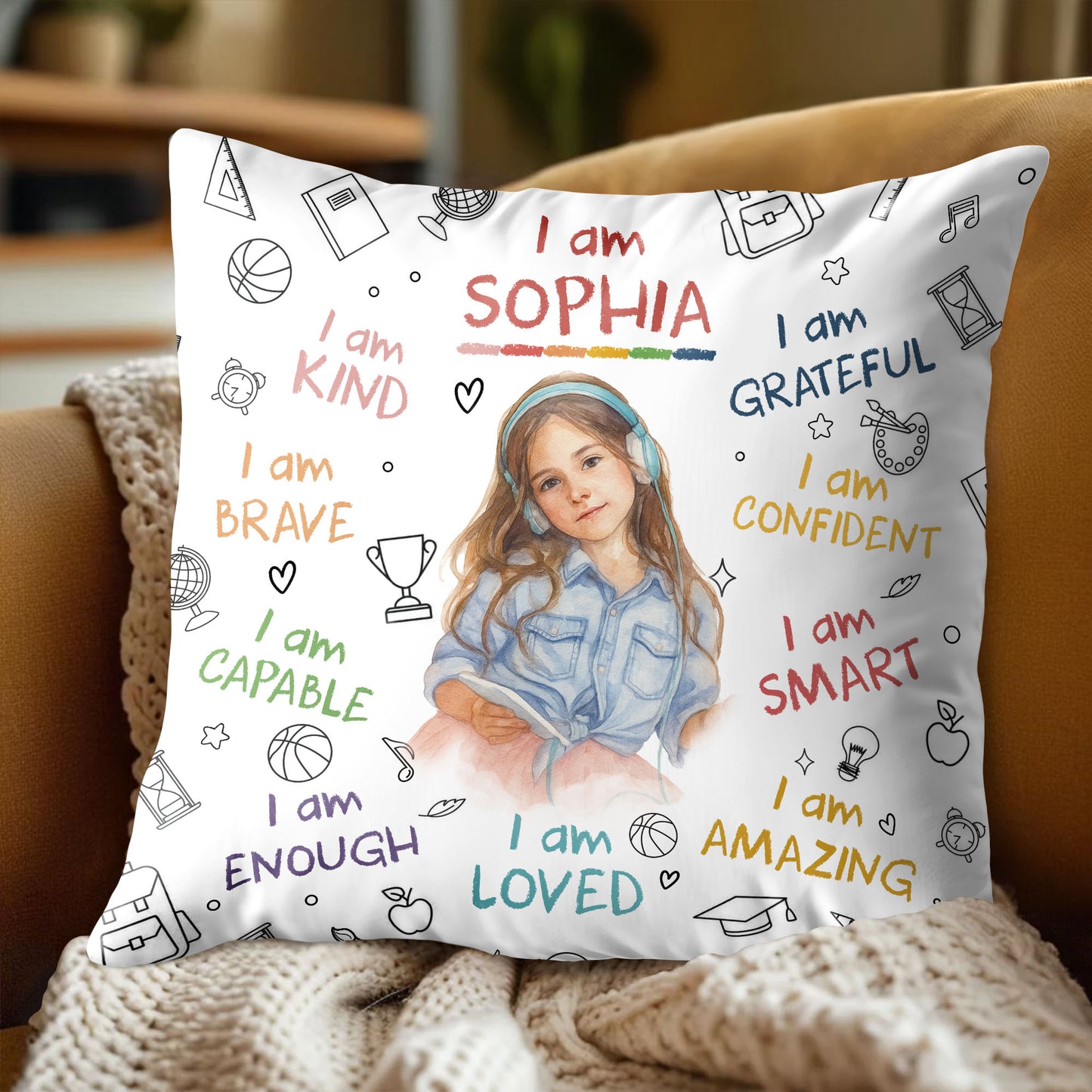 I Am Kind, Brave, Capable, Enough, Loved, Amazing Pillow