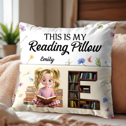 This Is My Reading Pillow With Books And Flowers Design