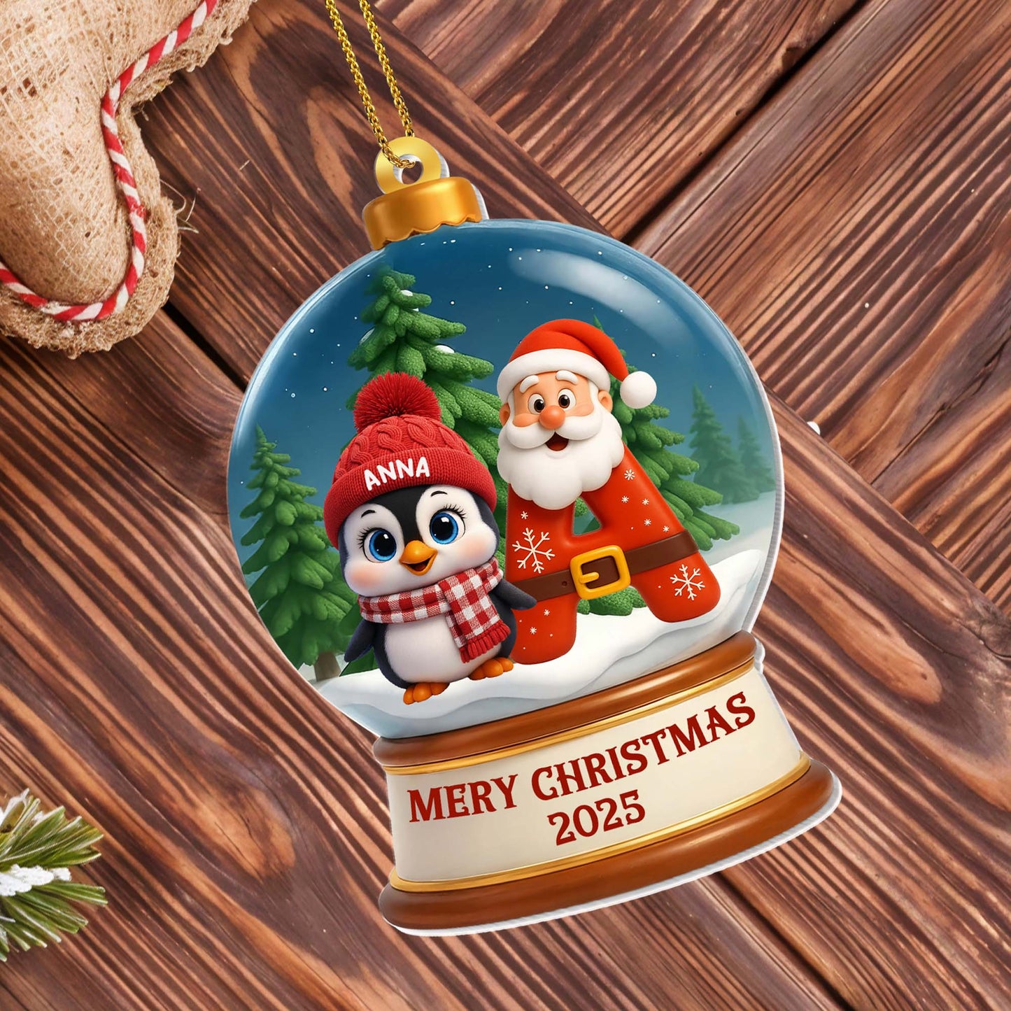 Merry Christmas With Santa Claus And Penguin