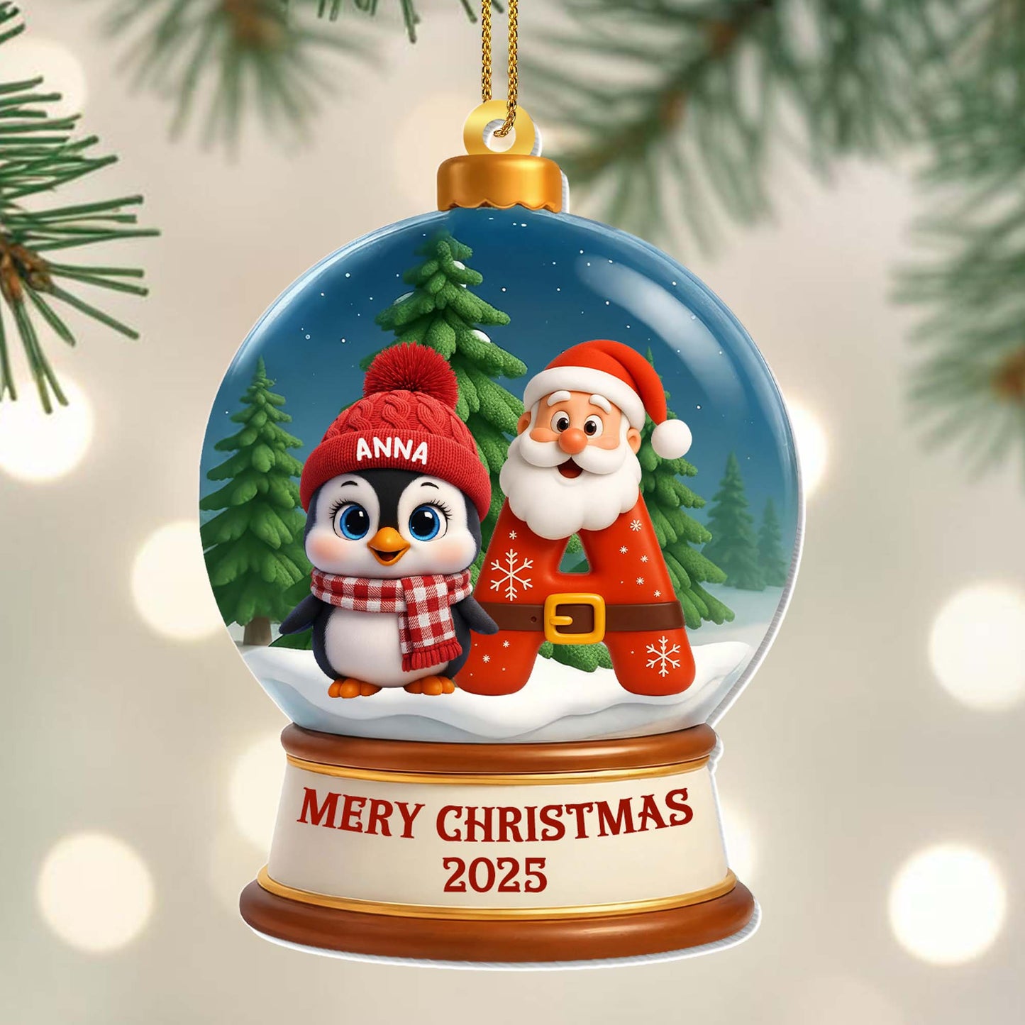 Merry Christmas With Santa Claus And Penguin