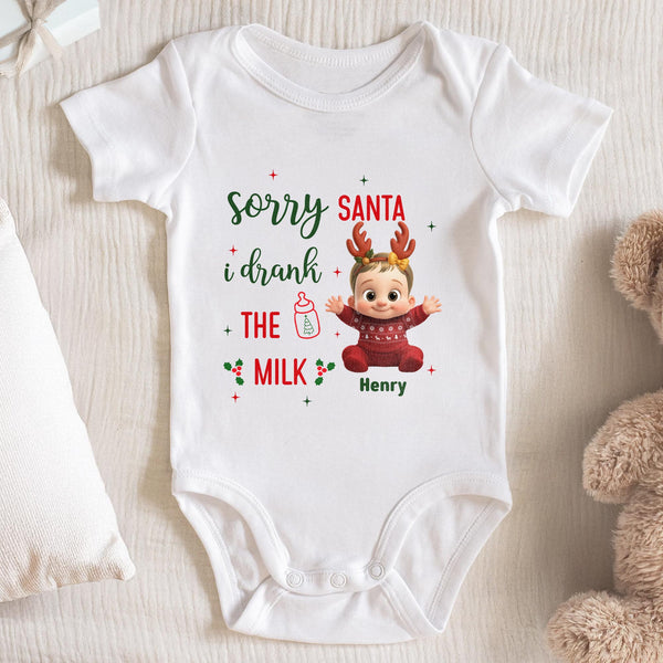 Sorry Santa I Drank The Milk Reindeer Baby Onesie