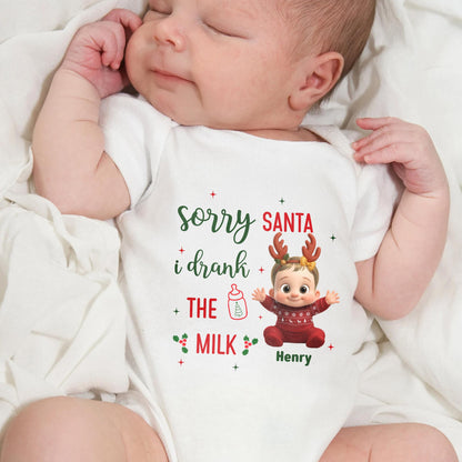 Sorry Santa I Drank The Milk Reindeer Baby Onesie
