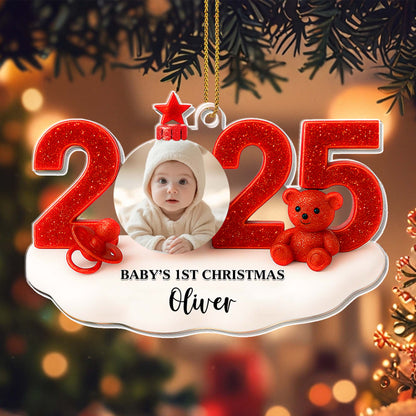 Baby's 1st Christmas With Teddy Bear and Festive Numbers
