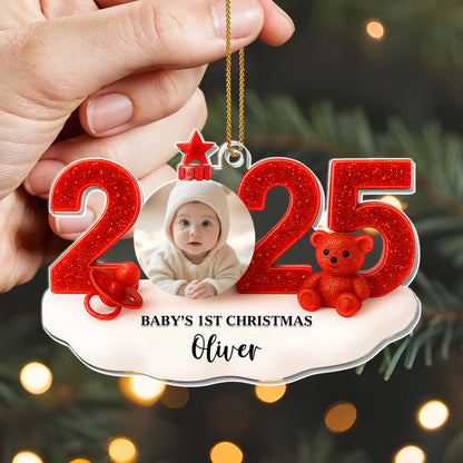 Baby's 1st Christmas With Teddy Bear and Festive Numbers