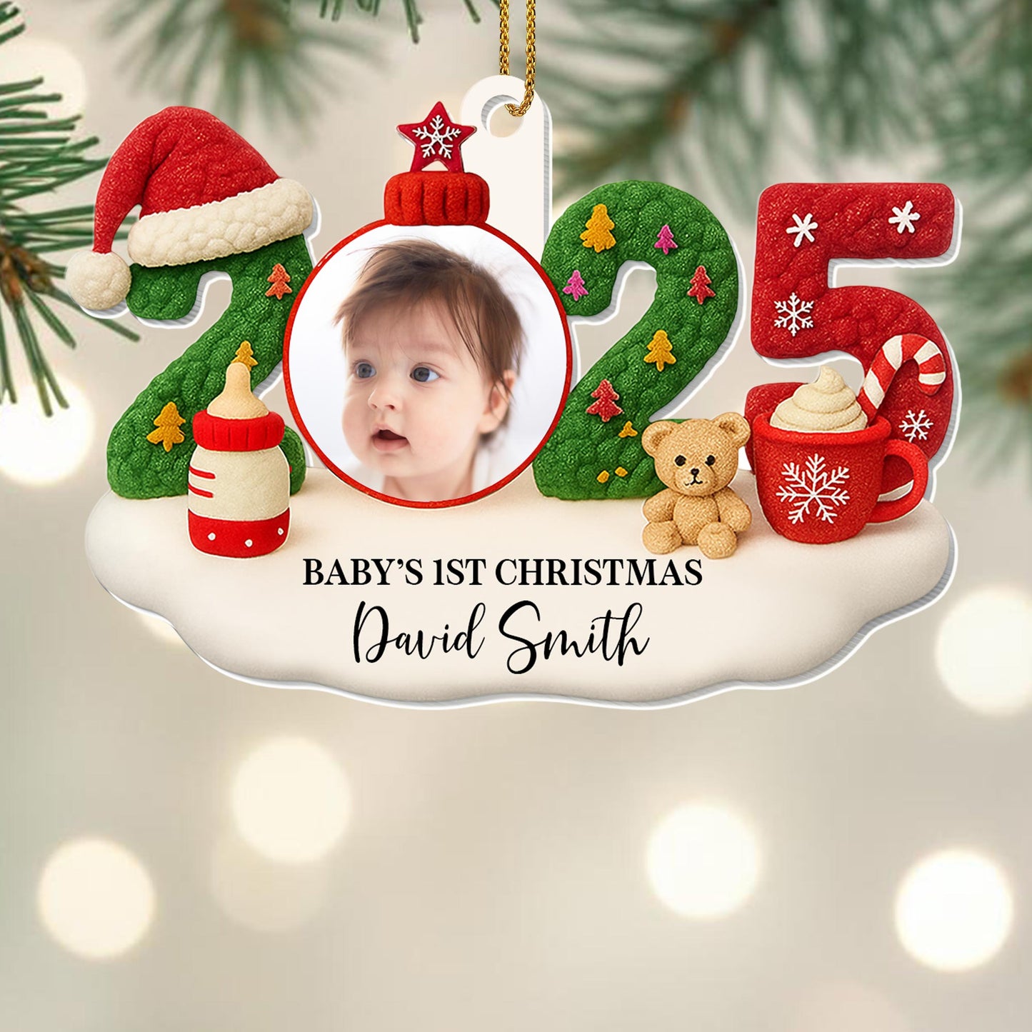 Baby's 1st Christmas With Teddy Bear and Santa Hat