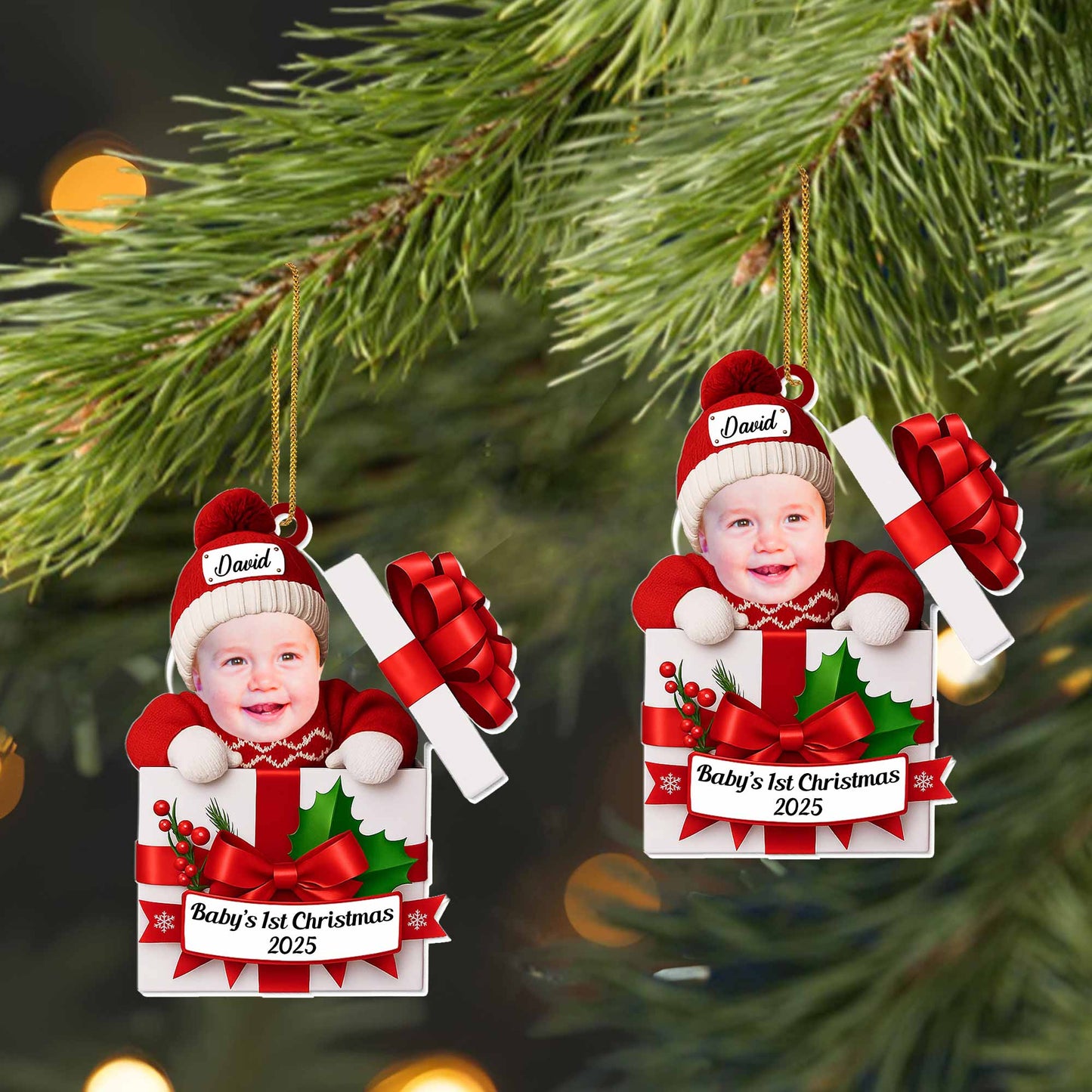 Baby's 1st Christmas, Gift Box And Holly