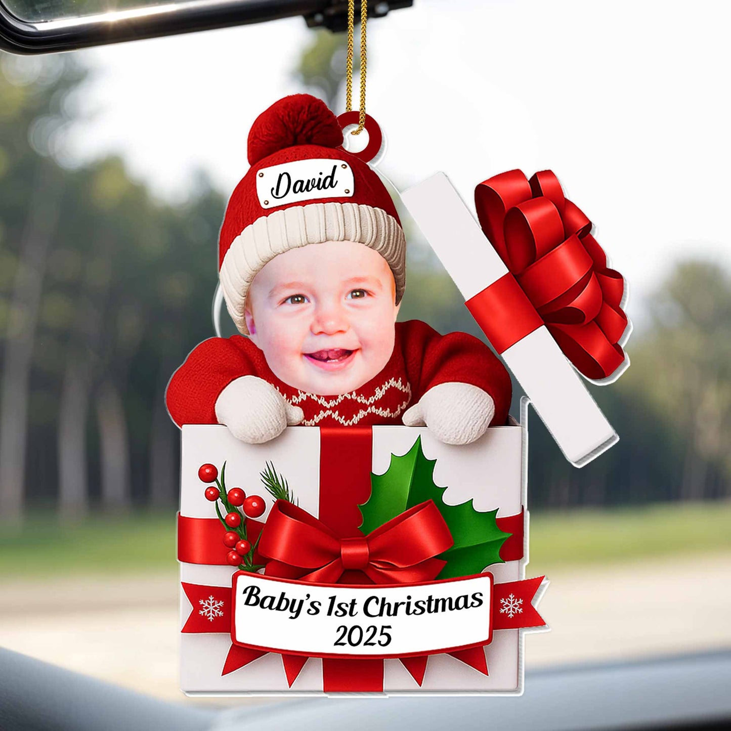 Baby's 1st Christmas, Gift Box And Holly