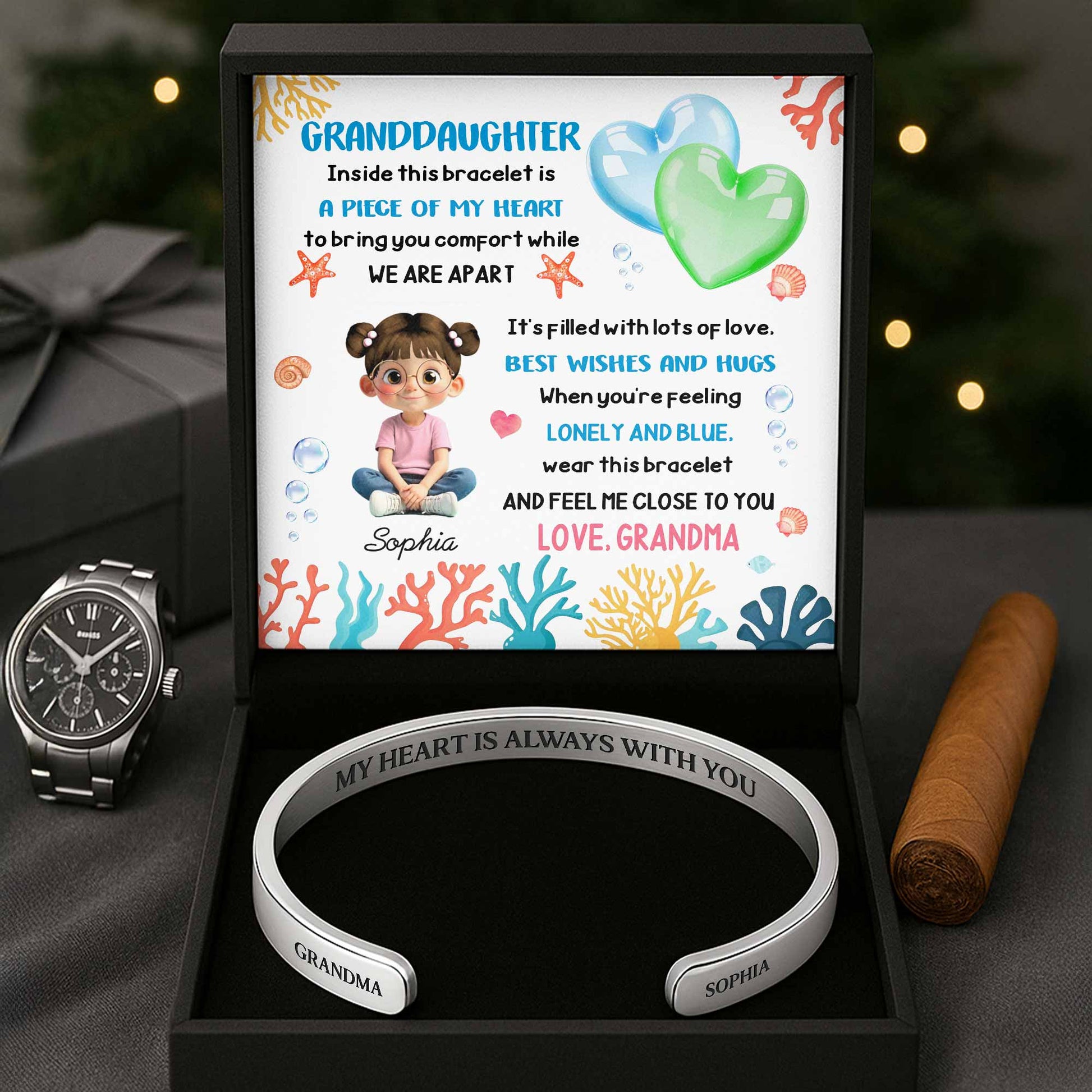 Piece of My Heart Bracelet With Heart and Coral Design