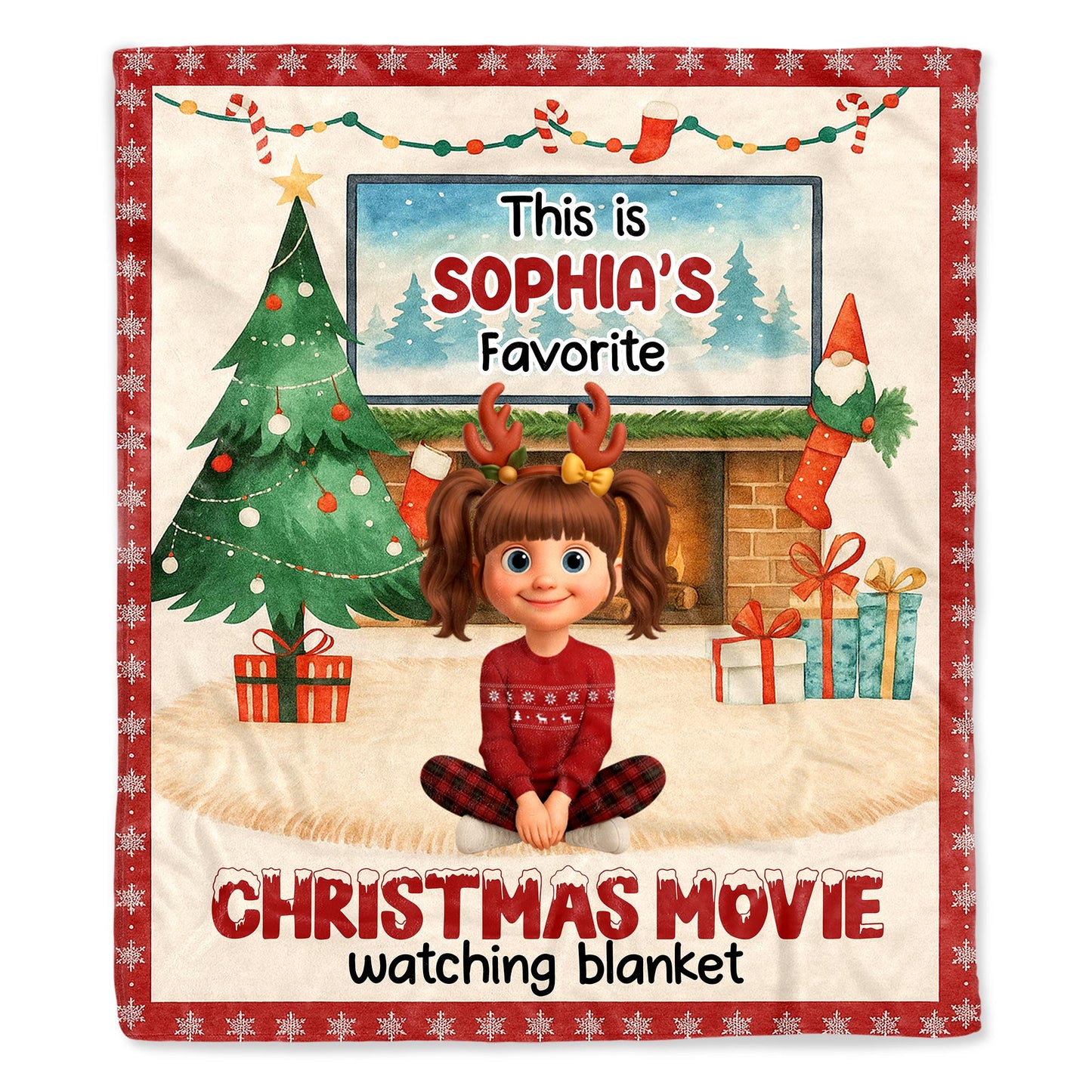 Favorite Christmas Movie Watching Blanket With Festive Decor