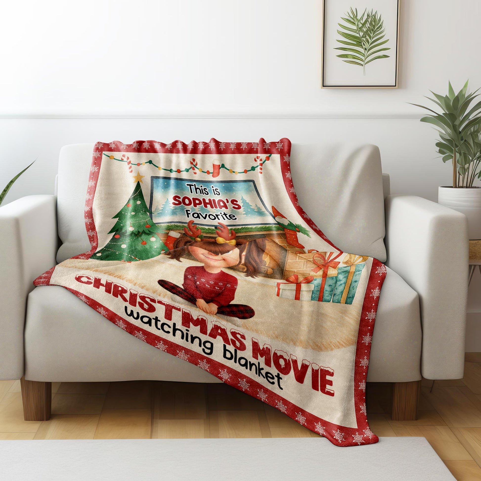 Favorite Christmas Movie Watching Blanket With Festive Decor