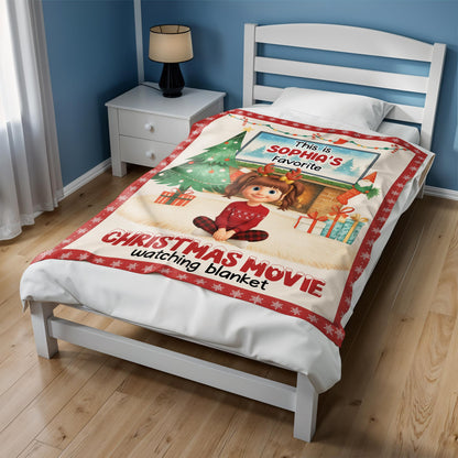Favorite Christmas Movie Watching Blanket With Festive Decor