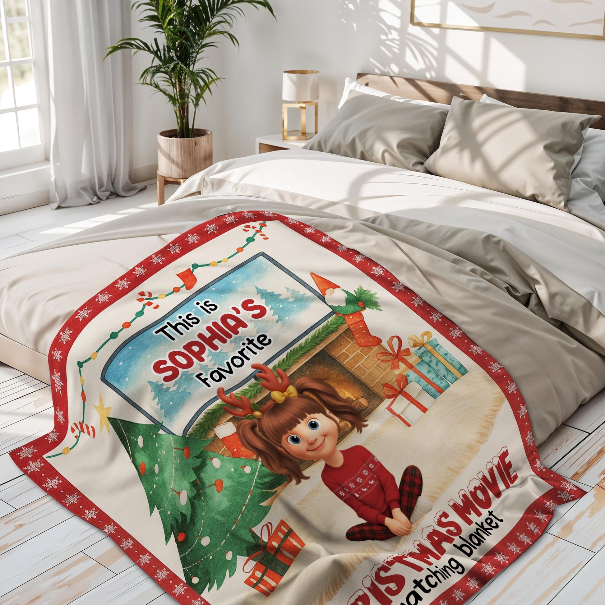 Favorite Christmas Movie Watching Blanket With Festive Decor