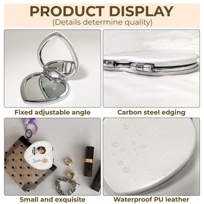 Personalized Art and Flowers Heart Compact Mirror