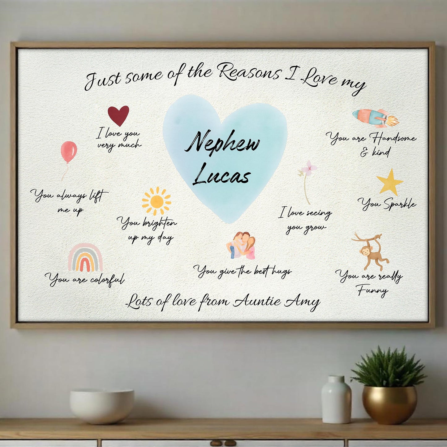 Reasons I Love My Nephew Heart Balloon Star Rainbow