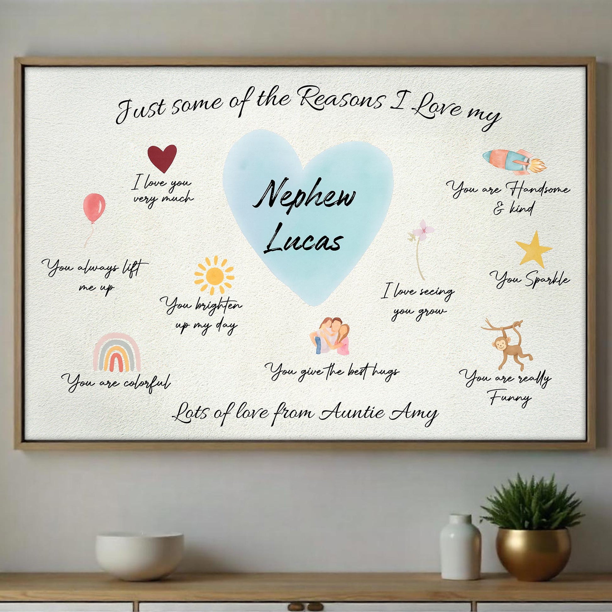 Reasons I Love My Nephew Heart Balloon Star Rainbow