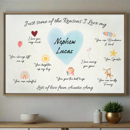 Reasons I Love My Nephew Heart Balloon Star Rainbow