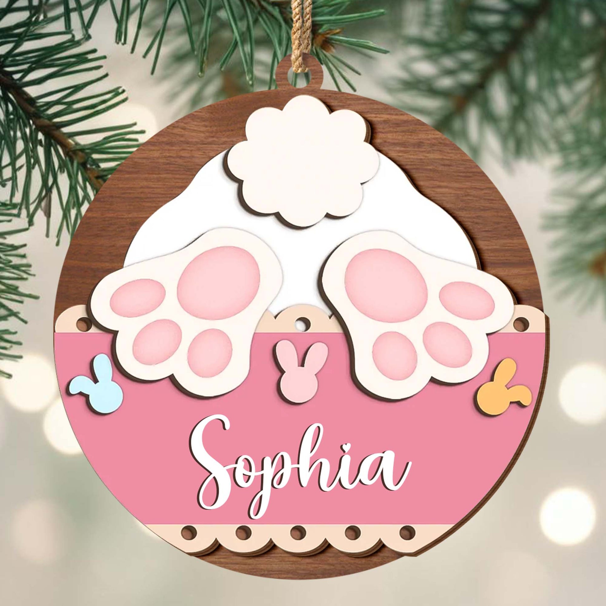 Charming Paw Prints And Bunny Icon Ornament