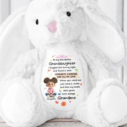 To My Wonderful Granddaughter, Bunny With Flowers And Hearts