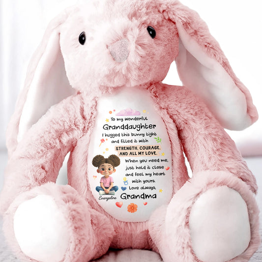 To My Wonderful Granddaughter, Bunny With Flowers And Hearts